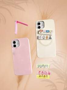 1pc Customized Phone Grip Stand, Foldable Metal Compact Slouchy Desk Phone Holder, Fashionable! - Multicolor - View 5