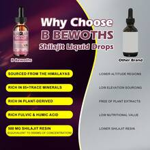 B BEWORTHS Himalayan Shilajit Resin Liquid Drops (600mg Pure Shilajit) | 6-In-1 With Ashwagandha, Ginseng, Turmeric | Supports Immune, Gut, Brain Health & Boost Energy | For Adults - 1 bottle - 查看 7