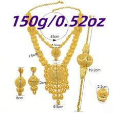 Juego de 5 piezas de accesorios de vestir de lujo con diseño hueco y exagerado para mujer, estilo Dubai e India, incluye joyas de alta gama personalizadas de Oriente Medio, serie nupcial de joyas lujosas, adecuado para asistir a fiestas, reuniones y festivales