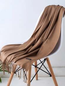 1pc 2025 Autumn/Winter New Women Solid Color Thin Tassel Scarf, Multi Functional Fashion Warm Shawl, Unisex Outdoor Warm Neck Scarf