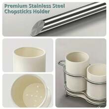 1 Durable Chopstick Holder, Space-Saving Cutlery Organizer, Made Of Durable Material Storing Cutlery - Multifunctional Kitchen Countertop Drainer And Holder Drying Cutlery (Chopsticks/Spoons), Stylish And  Design, Chopstick And Spoon Holder, Chopstick Box, Covered Chopstick Holder, Chopstick Drying Rack, Chopstick And Spoon Rest, Cutlery Rack, Compact Design, Simple Storage Solution, Rust-Resistant Material, High-Quality Metal, Cutlery Rack, Multifunctional Storage - 白色 - 查看 7