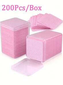 2000/1000/200pcs Nail Cleaning Wipes - Professional Lint-Free Nail Polish Remover Pads, UV Gel Cleansing Tissues, Unscented Manicure Prep And Finishing Cleaning Tool (Heart Shape) Nails Nails Supplies Nail Stuff - Pink - View 4