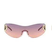 1-Piece Large-Frame Women's Multi-Color Y2K Fashion Sunglasses, Sporty Sunglasses, Fashion Sunglasses With Bohemian Style, Suitable For Parties And Summer Travel, Beach Accessories, Christmas Gifts. - 紫粉紅色 - 查看 4