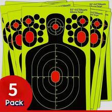 5 个 14.5 英寸人体轮廓射击靶，反应溅射夜光纸靶，适用于射击训练配件