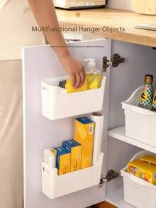 1/2 Paquetes Caja de almacenamiento para colgar en la pared de la cocina, Caja de almacenamiento para el interior del gabinete, sin perforación en la puerta del gabinete, bolsa de conservación, suministros de limpieza, película de conservación, bolsa de conservación, estante de almacenamiento, cesta colgante de la puerta, caja de almacenamiento para colgar en la pared con diseño de árbol de Navidad, alce, copo de nieve, para el interior del gabinete, la puerta del refrigerador, el baño, sin perforación en la puerta del gabinete, estante de almacenamiento para bolsas de plástico frescas