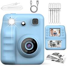 儿童即时照片打印相机，儿童玩具相机，1080p 高清双摄像头闪光灯，音乐，游戏，自拍模式，延迟打印（10 秒/5 秒/3 秒），适合男孩和女孩的圣诞节和生日礼物 - 多色 - 查看 9