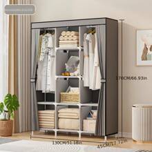 便携式衣柜，衣物收纳柜，3-4层大容量简约衣柜，卧室衣柜，家用布艺衣柜，适用于出租房/宿舍，衣物收纳，坚固耐用组装式布艺衣柜 - 彩色 - 查看 11