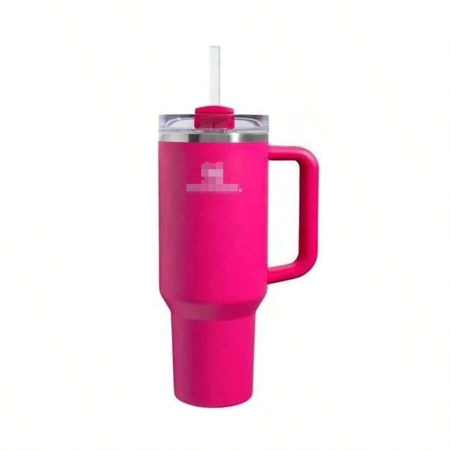 40-Ounce Glass Cup With Handle And Straw, 3-Position Lid, Cup Holder Compatible With Travel, Insulated Stainless Steel Cup Camellia - Hoa trà - Xem 1