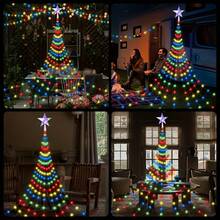 Solar betriebene LED Wasserfall Lichter, Outdoor Netzwerk Rot Stern Lichterkette, Outdoor und Indoor Fairy Lights mit 8 Beleuchtungsmodi, einstellbare Höhe, geeignet für Hof, Party, Hochzeit, Weihnachten, Halloween und Thanksgiving Dekoration