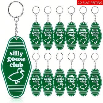 2D Flat 5pcs/Set Silly Goose Keychain, Cute Funny Keychain Bulk, Novelty Silly Goose Prank Gift, Vintage Hotel Gift, Unisex Backpack