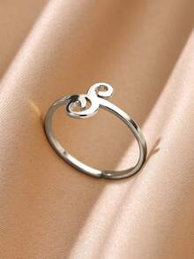 1 Pc Fashion Initial A-Z Letter Ring For Women Gold Color Stainless Steel Geometric Open Ring Birthday Party Friends Jewelry Gift