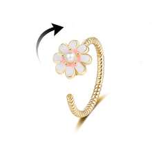 Fidget Anxiety Rings For Women Men Spinner Rings For Anxiety Relieving Stress Open CZ Flower Moon Star Anti Rotatable Rings Adjustable