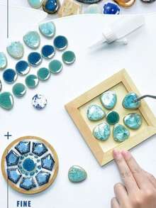 200g/7,05oz Carreaux de mosaïque en céramique de couleurs assorties, morceaux de mosaïque en céramique ovale de tailles mixtes, convenant pour les artisanats DIY, les œuvres d'art murales en mosaïque, les escaliers, les piscines, les décorations intérieures et extérieures