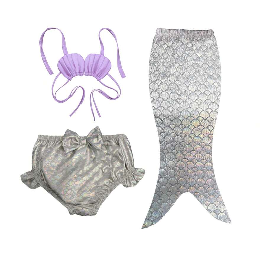 Mi Centro historico Disfraz Traje de Baño Sirena Cola - Blanco Nacarado - Ver 1