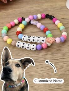 Customizable Name Letter Cat Dog Necklace, Customized Pet Name Pearl Necklace/Adult Bracelet, Customized Pet Collar Necklace For Dogs And Cats, Pet Gift, Macaron Colors, Multi-Size Suitable For All Pets