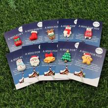 10pcs Christmas "A Little Pocket Hug For You" Greeting Cards, Resin Santa Claus & Gingerbread Man Christmas Tree Ornaments, Shell Cards, Perfect Gifts For Family And Friends, Christmas, New Year, Christmas Stocking Stuffers, Religious Party Supplies, Church Gifts