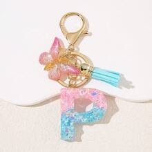 1 件个性化粉色首字母钥匙扣，带可爱蝴蝶吊饰 - 耐用树脂结构爱心亮片字母吊坠钥匙扣 - 包袋、背包和汽车钥匙的时尚配饰 - 送给女士和女孩的理想礼物 包袋配件挂绳带身份证夹汽车配件包袋吊饰 - 彩色 - 查看 28