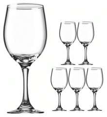 Set Of 6 Plain Glass Water Wine Glasses 330ml - Trong suốt - Xem 5