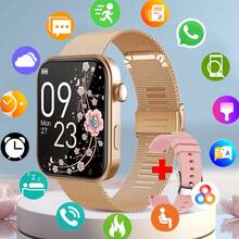 Men Women Sports Smart Watch, 1.85-Inch HD Screen, Wireless Call, Step/Calorie/Distance Counting, Information Reminder, Weather Forecast, Multiple Dial, Music Playback Control, Stopwatch, For Android/IOS Smartwatch - Rose Gold - View 1