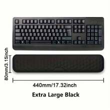 Computer Keyboard Wrist Rest And Mouse Wrist Rest Two-Piece Set, Mouse Pad With Wrist Rest, Keyboard Wrist Rest, Mouse Wrist Rest, Ergonomic Memory Foam Wrist Rest, Massage Wrists, Comfortable And Breathable - Black - View 4