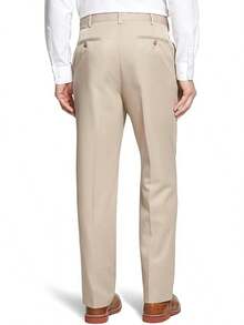 Men's Cozy Expandable Waist Dress Pants| Stretch Weave Work-To-Weekend Pants - SAND - View 2