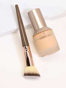 1支专业粉底刷，柔软毛质便携式棕色斜角面部化妆刷，轮廓腮红粉刷，多功能化妆刷，新款粉底刷，粉底刷，遮瑕刷，腮红刷，轮廓刷，腮红刷，修容刷，散粉刷，粉底刷，腮红刷 - 棕色 - 查看 2