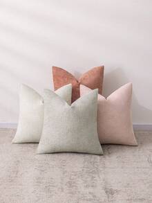 4pcs Luxury Chenille Pillow Covers Without Inserts, Nordic Style Home Decor Thickened Woven Sofa Cushion Covers, Olive Green Minimalist Design - Dark Green - View 10