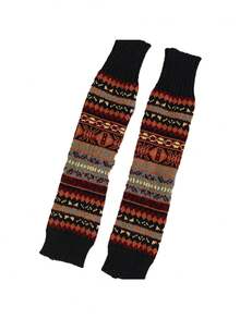 1 双波西米亚风格加厚露指臂套，秋冬