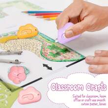 6pcs Mini Flower Cloud Shaped Portable Pocket Retractable Utility Knife Box Cutter With Keychain Hole - 6pcs-Cloud - 查看 3