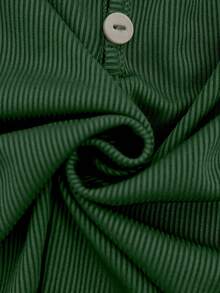 朋克风女式复古纯色休闲街头风短袖纽扣褶皱时尚上衣，甜美少女原宿Y2K T恤 - 綠色 - 查看 6