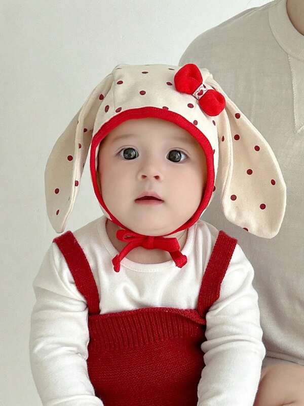 1pc New Baby Hat, Sweet Rabbit Ear Design, Super Cute Ear Ion, Infant Windproof Beanie, Adorable & Fashionable, Suitable For Spring & Autumn