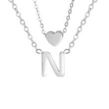 Set Of 2 Exquisite And Elegant Necklaces For Women With Letter Pendant And Heart Pendant, 18k Gold Plated Or 925 Silver Plated - 銀色 - 查看 11