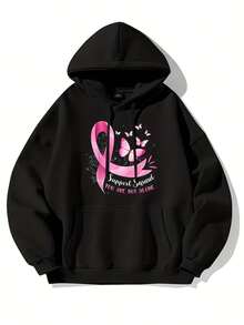 Butterfly Pattern Printed Pocket Hoodie, Casual Long-Sleeved Drawstring Hoodie, Hoodie, Women's Clothing - 黑色24 - 查看 1