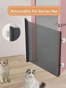 Retractable Pet Door Cat And Dog Safety Fence Puppy Barrier Net Indoor Baby Gate Folding Pet Fence No Drilling Retractable Gates For Kids Or Pets For Doorway Stairs Balcony