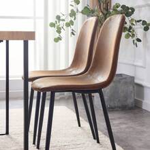 MUUOKY Modern Dining Chairs Set Of 6, Linen-Cotton Dining Chair Set - Six Pieces In Dark Gray For Dining Room Kitchen Living Room, Office, Apt, Kitchen Table, Easy To Clean, Easy To Assembly, Home Decor - màu nâu - Xem 4