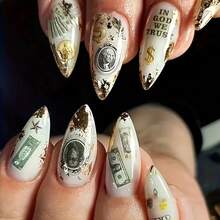 1PC 3D Money Dollar Sign Design Nail Art Sticker Decals Self Adhesive Manicure Tips Wraps Decoration Sliders For Acrylic Nails Nail Stickers DIY Nail Supplies - 彩色 - 查看 7