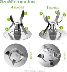 8 Pieces Replacement Part Ice Blades 4961 4980 Jar Bottom Cap 4902 Rubber Gaskets And Coupling Stud Slinger Pin Kit Compatible With Oster & Osterizer Blender Accessories - 1 - 查看 3