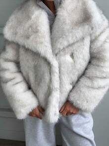 Women's Faux Fur Coat, Warm And Windproof Jacket For Autumn/Winter