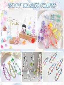 150g Cuentas de plástico mixtas para hacer pulseras de jardín vintage y místico, con formas de flor, lazo, mariposa, caramelo, estrella y corazón, cuentas lindas para hacer joyería, collares y llaveros DIY