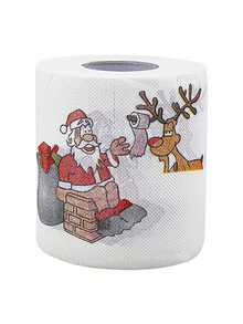 1 rouleau, papier toilette thème de Noël festif - Père Noël, renne et designs d'arbre de Noël mignons et de bandes dessinées, papier hygiénique doux pour la salle de bain, idéal pour les célébrations de Noël et des fêtes, cadeau de fête de Noël, décoration de fête de Noël