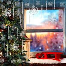 Local Warehouse Arrive In Three  52Pcs Christmas Snowflake D Rations, Icicles Ornaments Set Clear Snowflake Acrylic Christmas Ornaments For Christmas Tree D Rations