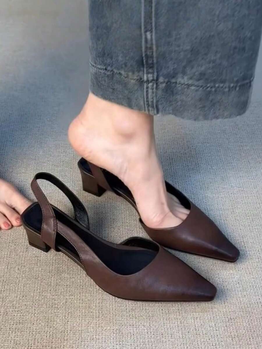 2025 New Vintage Mary Jane Shoes For Women, French Style Low Vamp Thick Heel Small Leather Shoes High Heels, Autumn, Elegant, Women Pumps, Elegant
