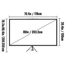 Tripod Projector Screen With Stand 80 Inch 16:9 4K HD Projection Screen Stand Wrinkle-Free Height Adjustable Portable Screen For Projector Indoor & Outdoor For Movie, Home Cinema, Gaming, Office - 黑與白 - 查看 10