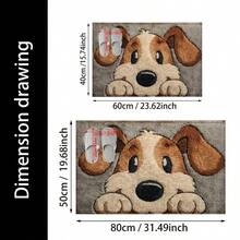 1pc Dog Printed Pattern Design Microfiber Bath Rug, Non-Slip And Super Soft Bathroom Floor Rugs, Doormat, Bathroom Water Absorption Mat, Machine Washable, Low Pile, TPR Backing, Knit Fabric, ForBathroom, Bedroom, Kitchen, Entryway, Indoor & Outdoor Use, Bathroom Accessories & Decor, Perfect New Home Gift. - Multicolor - View 3