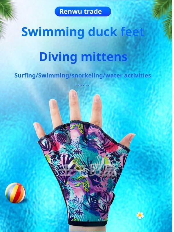 Motif corail vibrant, gants de plongée avec palmes - parfaits pour la plongée, le snorkeling et le surf - mélange de nylon/caoutchouc, gants de surf | Gants motif corail | Équipement aquatique de haute qualité