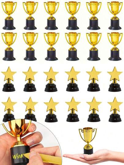 1PC/5/24pcs Mini Trophies Awards For Back ToSchool Season, Golden Participation Trophy Cups For Sports Tournaments And Competitions, Party Favors,Rewards For The Start OfSchool Season