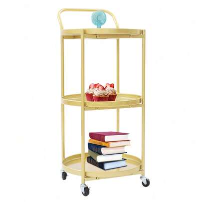 SENDERPICK Rolling Bar Cart Mobile Storage Cart Metal Frame Serving Cart For Kitchen Dining Room