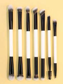 3/5/6/7/8/11 Peças Conjunto de Pincéis de Maquiagem Dupla Face, Pincéis Multifuncionais para Blush, Base, Pó, Iluminador, Olhos, Corretivo, Kit de Pincéis de Maquiagem, Presente Portátil para Meninas e Mulheres