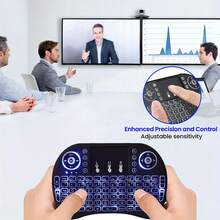 Upgraded Backlit Mini Keyboard Wireless 2.4GHz Keyboard Touchable Portable With Touchpad Mouse And Built-In Rechargeable Battery Compatible With Google Smart TV Android Box Windows Laptop - Black - View 7