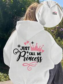 1pc Casual Printed Sweatshirt, Warm Thermal Lined Long Sleeve Pullover For Autumn/Winter, Interesting & Colorful Hooded Sweatshirt To Inspire Tween Girl Imagination - White - View 9